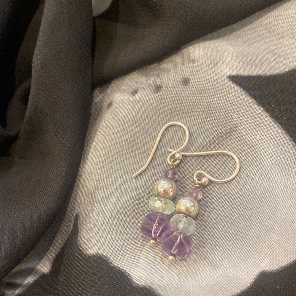 Elegant Purple and Silver Dangle Earrings